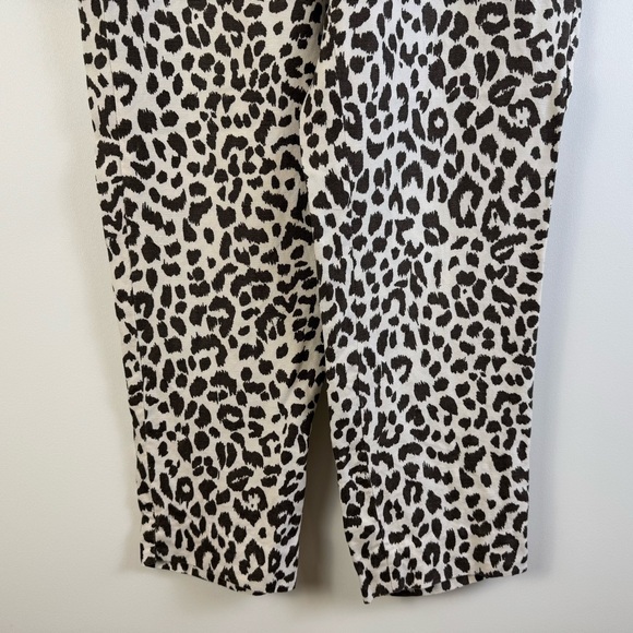 J.Crew Easy Pants Ivory Leopard Linen Lyocell Straight Taper Leg Trousers Size 6 - Picture 4 of 13